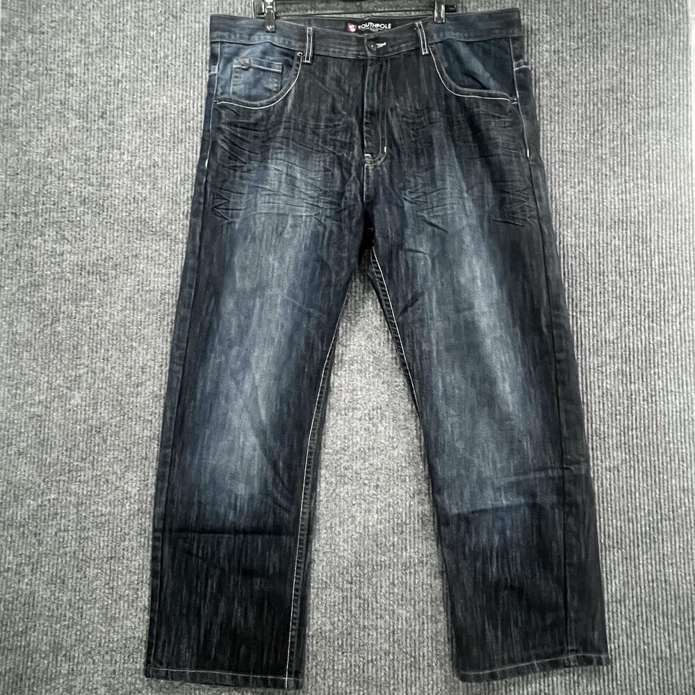 Vintage Y2K Southpole Baggy Jeans RN82628 Distressed Dark Wash Men’s 42 x 32